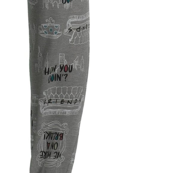 y2k new FRIENDS PJs Pajama Set Top w Pants TV show Sleepwear MEDIUM 8 10 - Picture 6 of 13